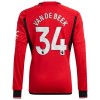 Maillot à Manches Longues Manchester United Van De Beek 34 Domicile 2023-24 Pour Homme